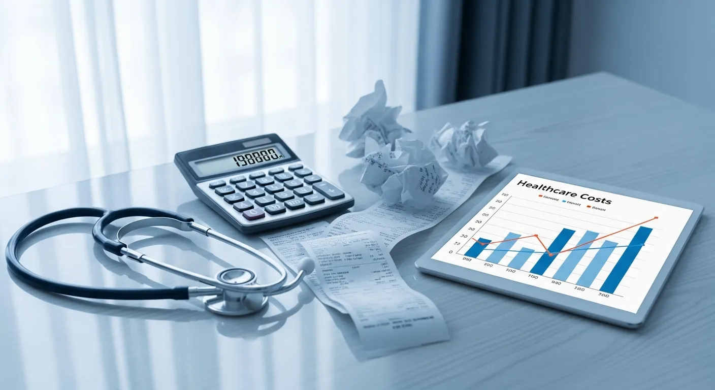 Healthcare cost comparison showing stethoscope and calculator representing affordable primary care options
